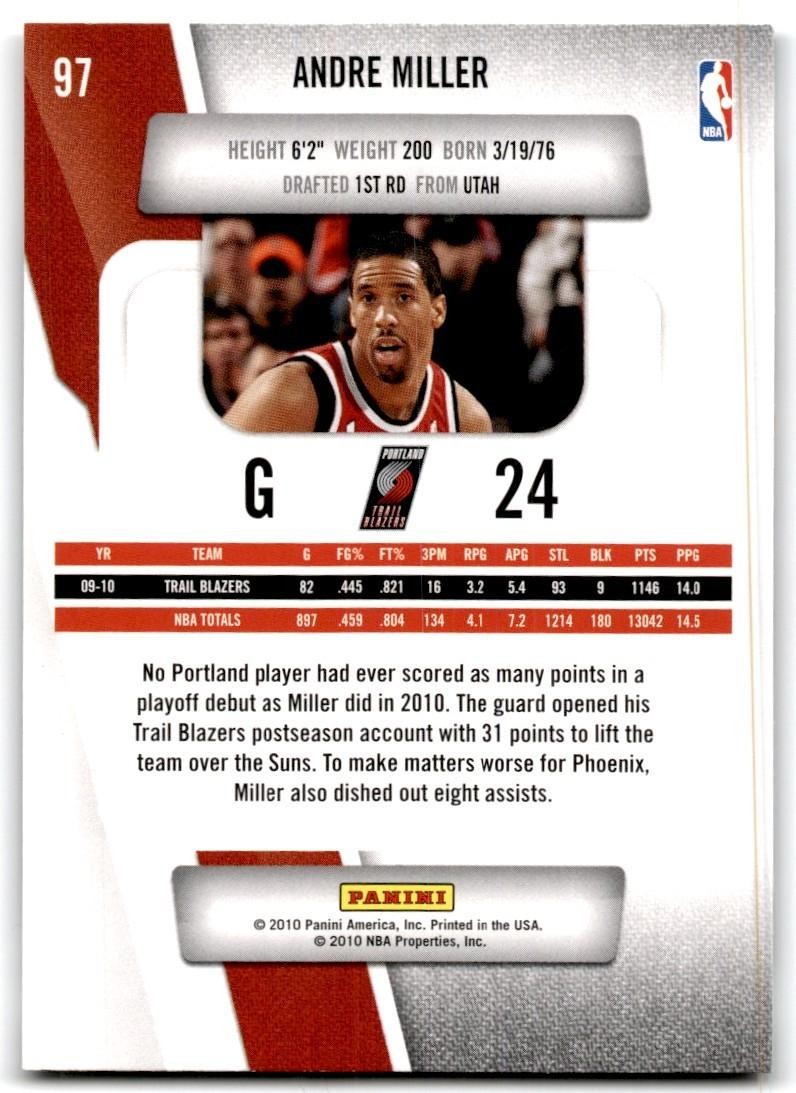 2010-11 Panini Prestige Andre Miller Basketball Cards #97