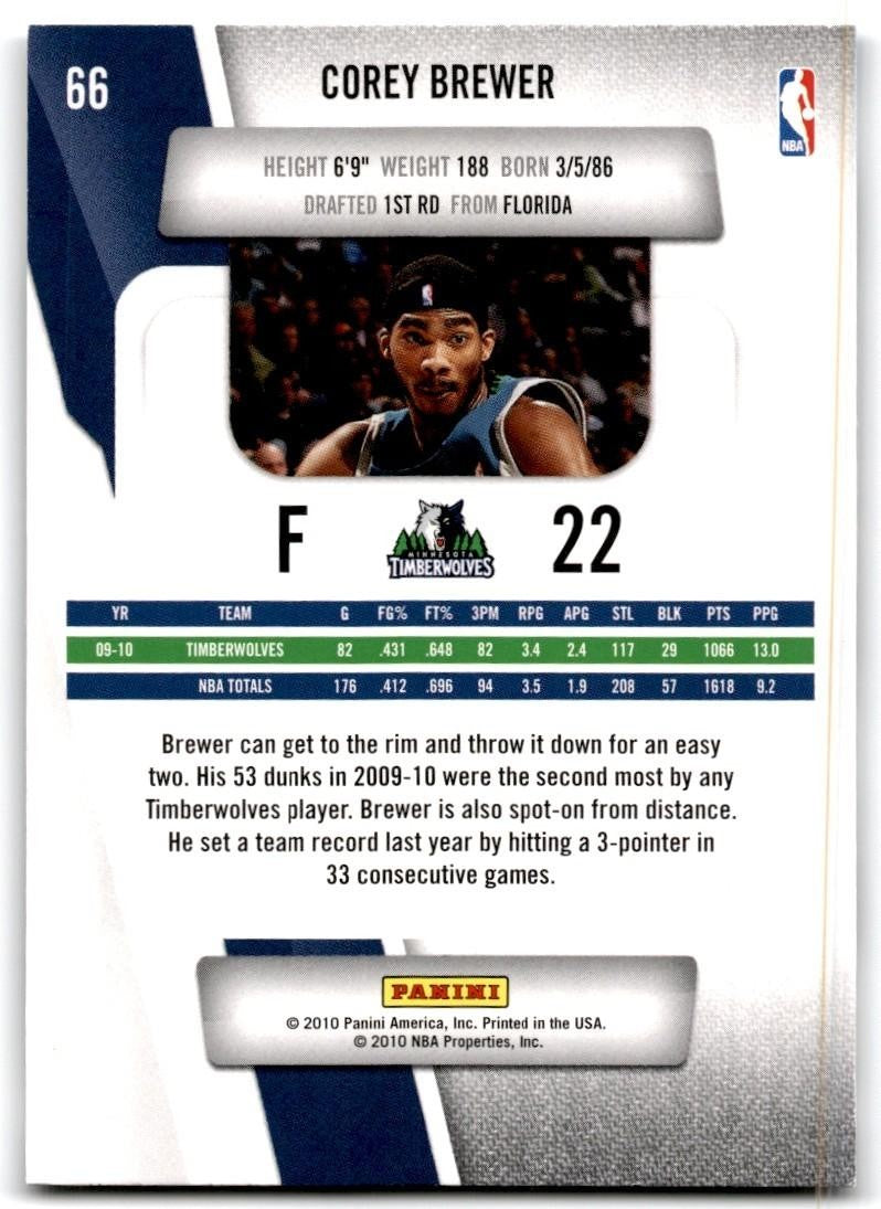 2010-11 Panini Prestige Corey Brewer A Basketball Cards #66