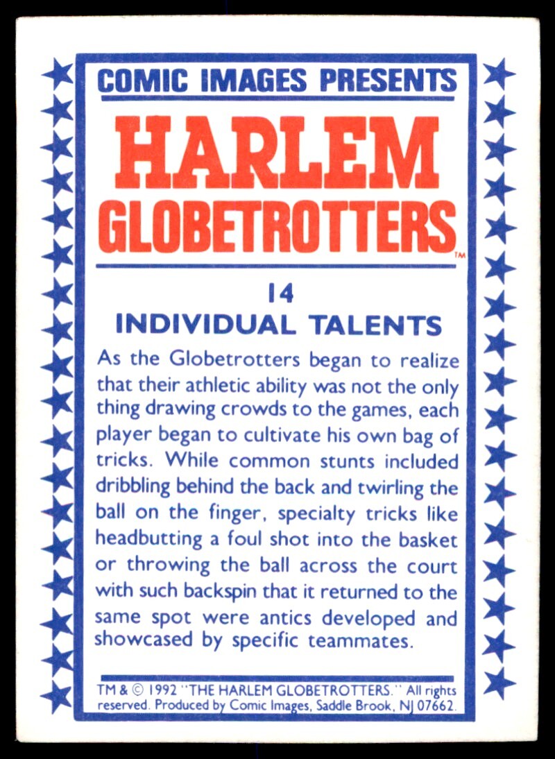 1992-93 The Harlem Globetrotters Individual Talents #14