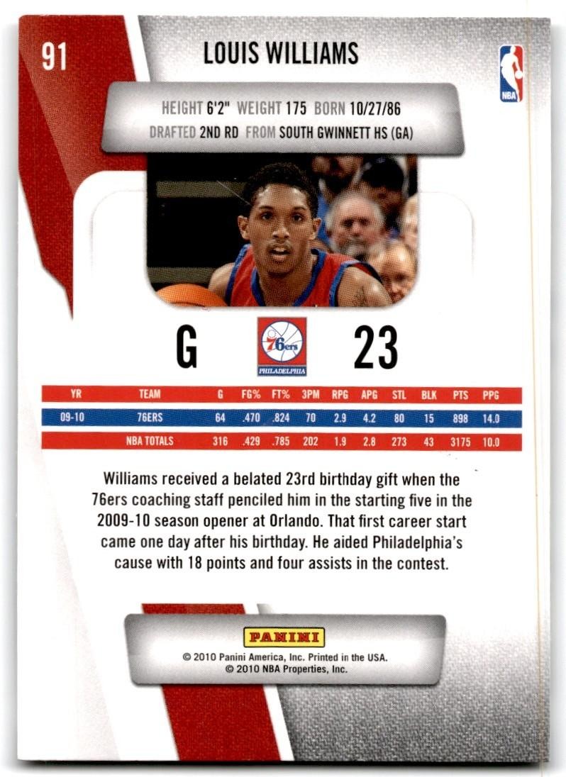 2010-11 Panini Prestige Louis Williams Basketball Cards #91