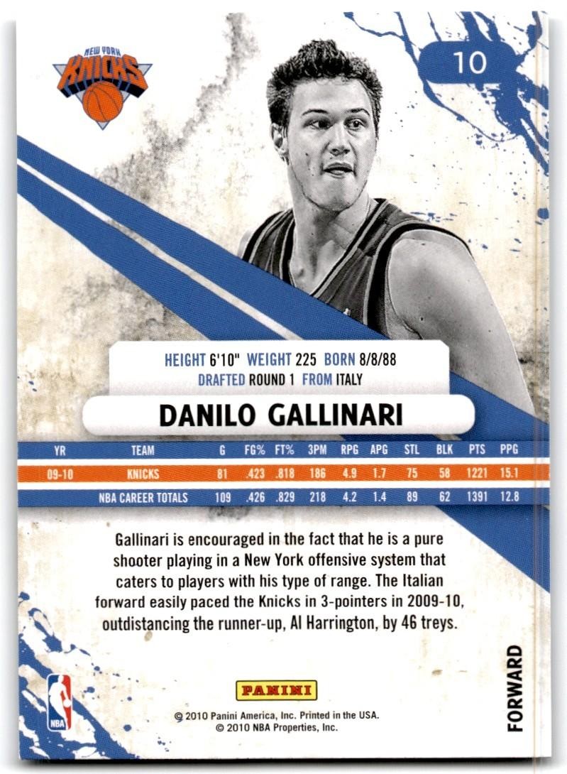 2010-11 Panini Rookies & Stars Danilo Gallinari A Basketball Cards #10