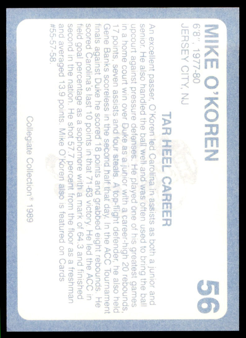 1989-90 Collegiate Collection Mike O'Koren North Carolina Tar Heels #56