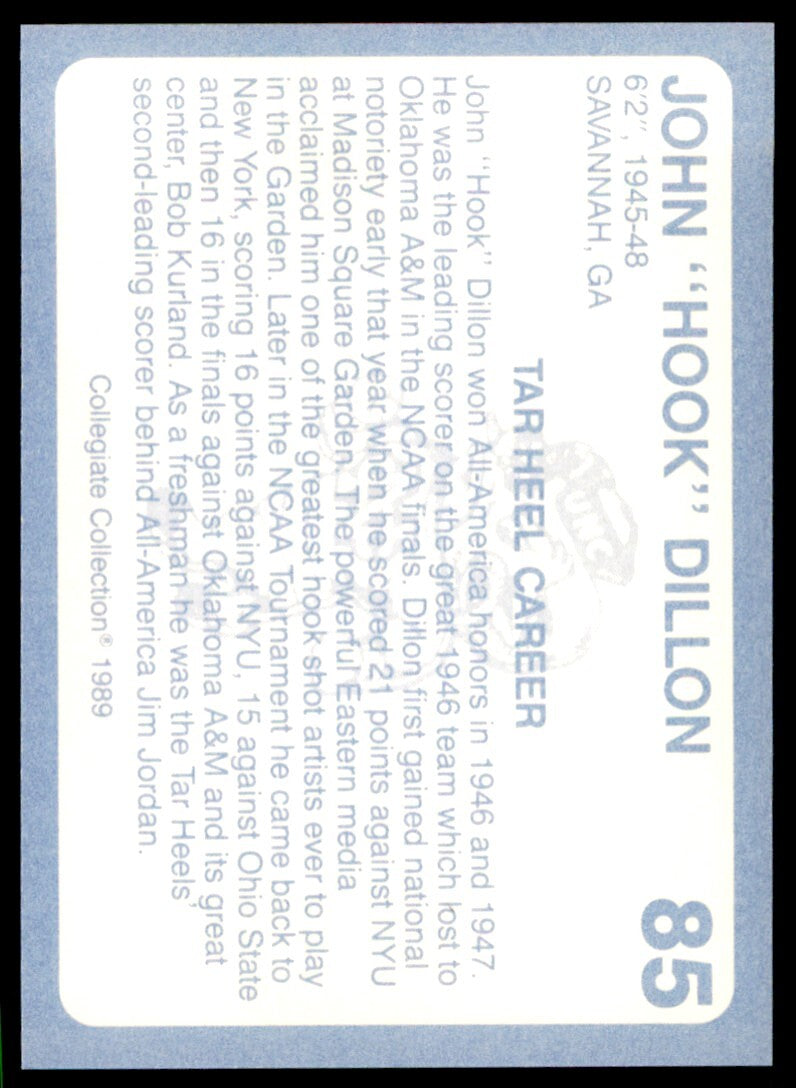 1989-90 Collegiate Collection John Dillon North Carolina Tar Heels #85
