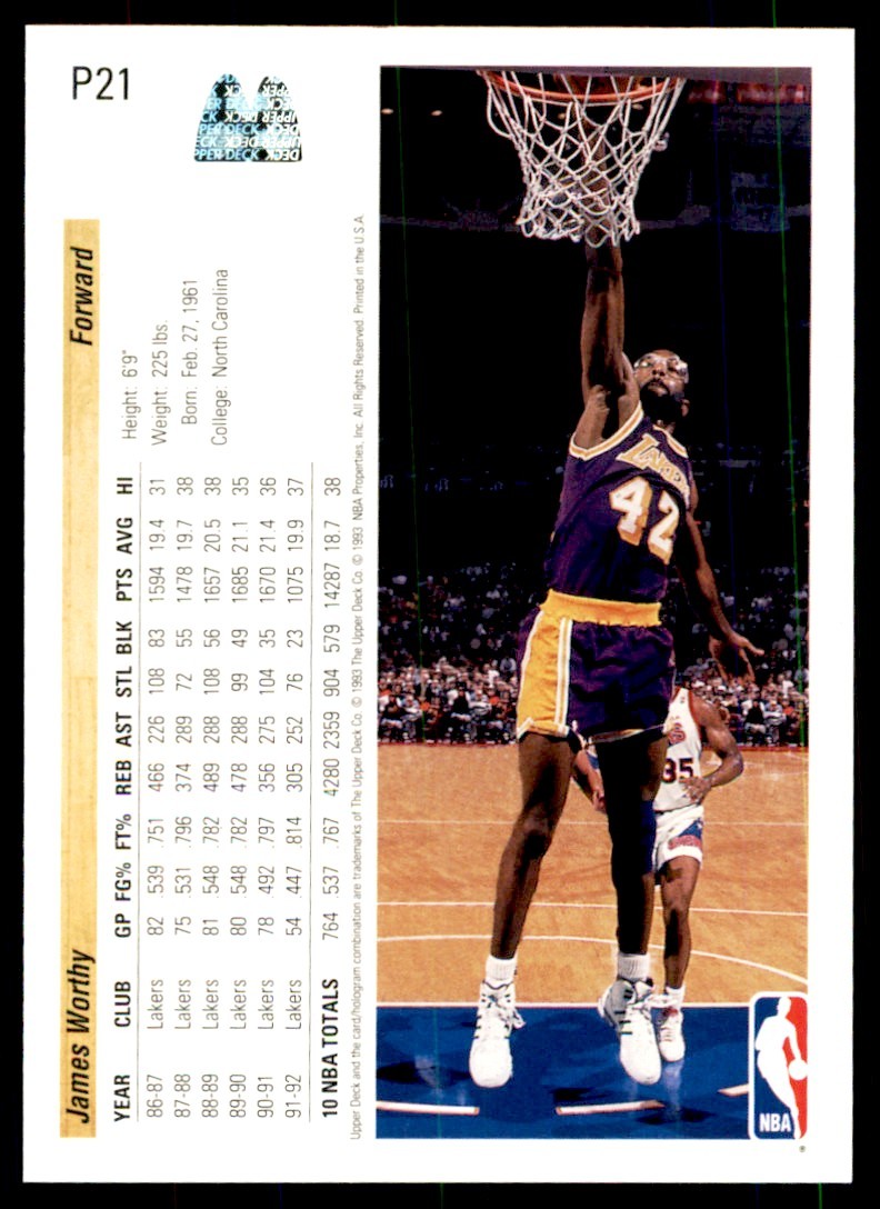 1992-93 Upper Deck James Worthy Los Angeles Lakers #P21