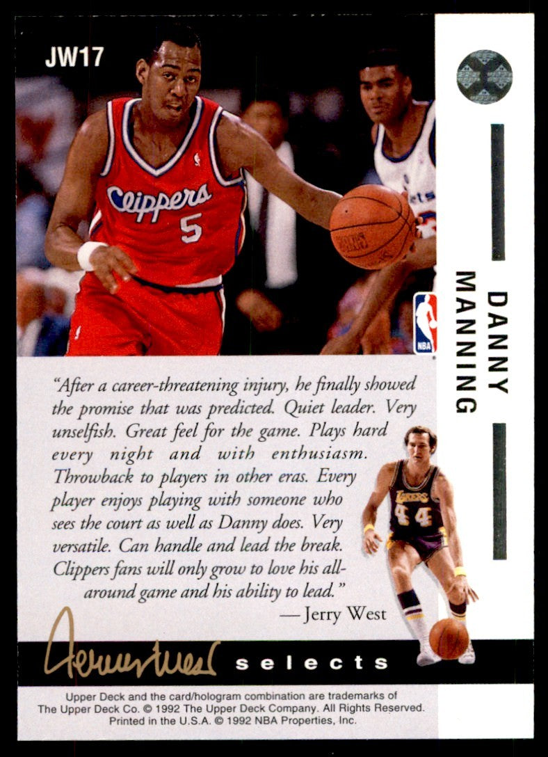 1992-93 Upper Deck Danny Manning Los Angeles Clippers #JW17