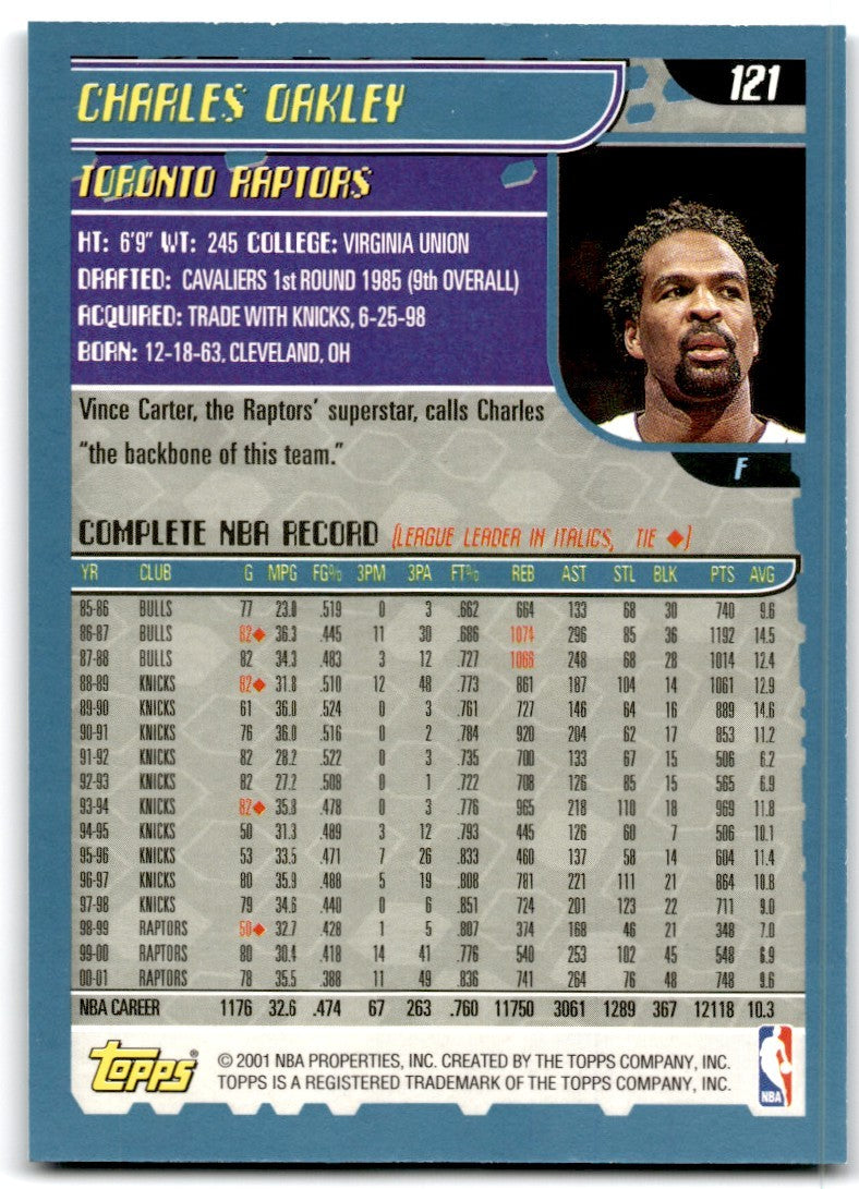 2001-02 Topps Charles Oakley Basketball Cards #121