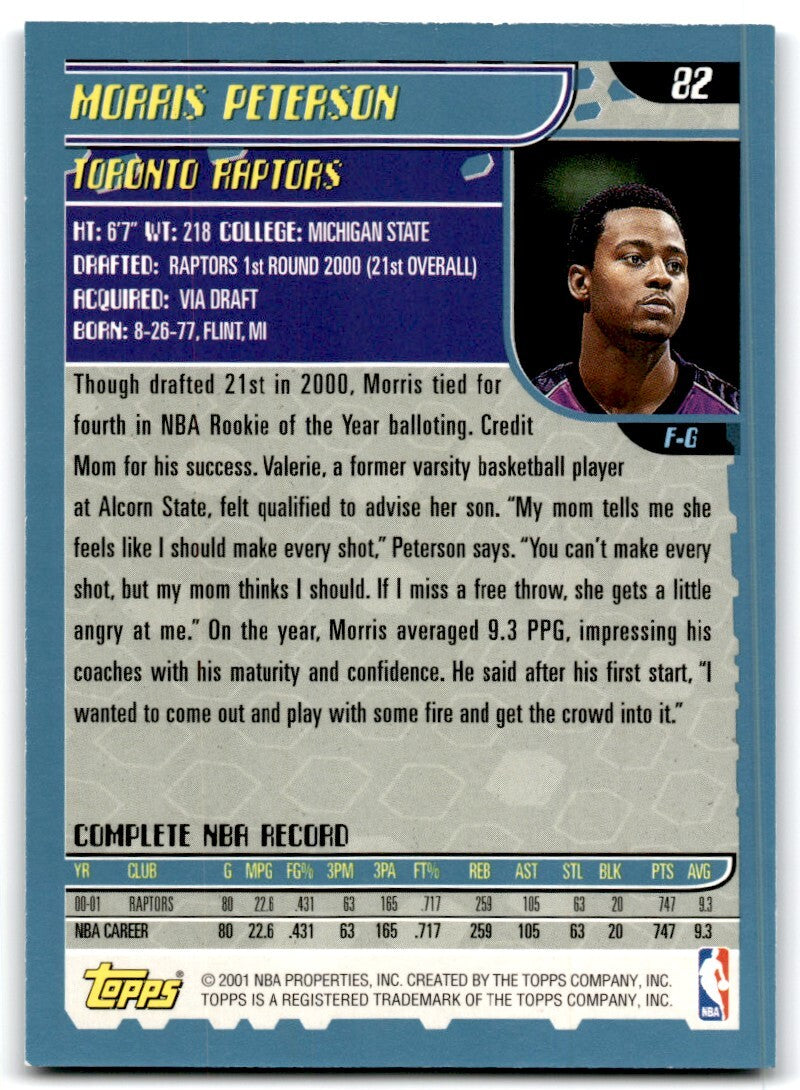 2001-02 Topps Morris Peterson A Basketball Cards #82
