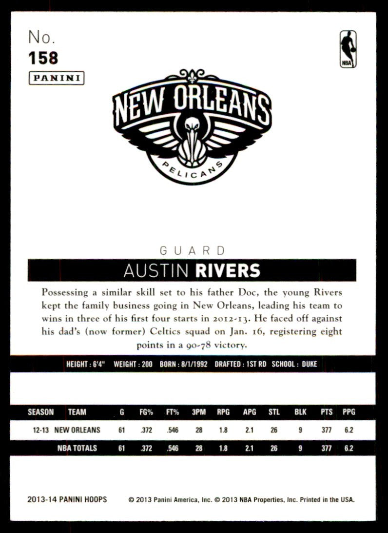 2013-14 NBA Hoops Austin Rivers New Orleans Pelicans #158