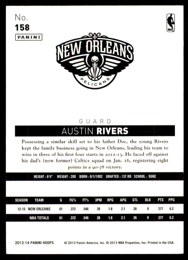 2013-14 NBA Hoops Austin Rivers. New Orleans Pelicans #158