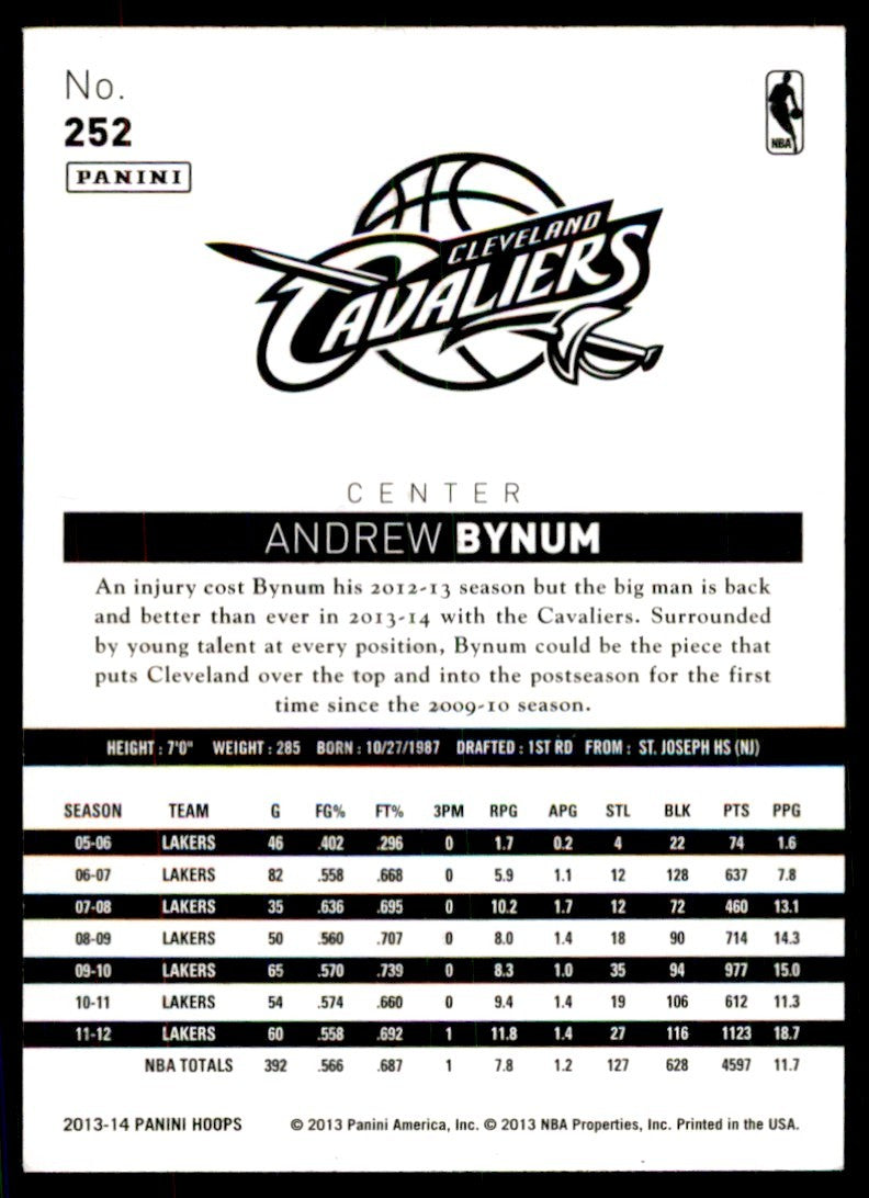 2013-14 NBA Hoops Andrew Bynum Cleveland Cavaliers #252