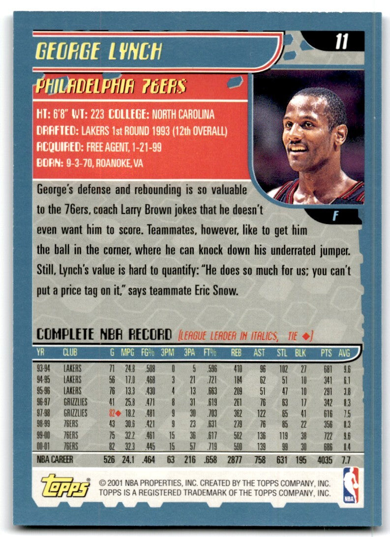 2001-02 Topps. George Lynch Basketball Cards #11