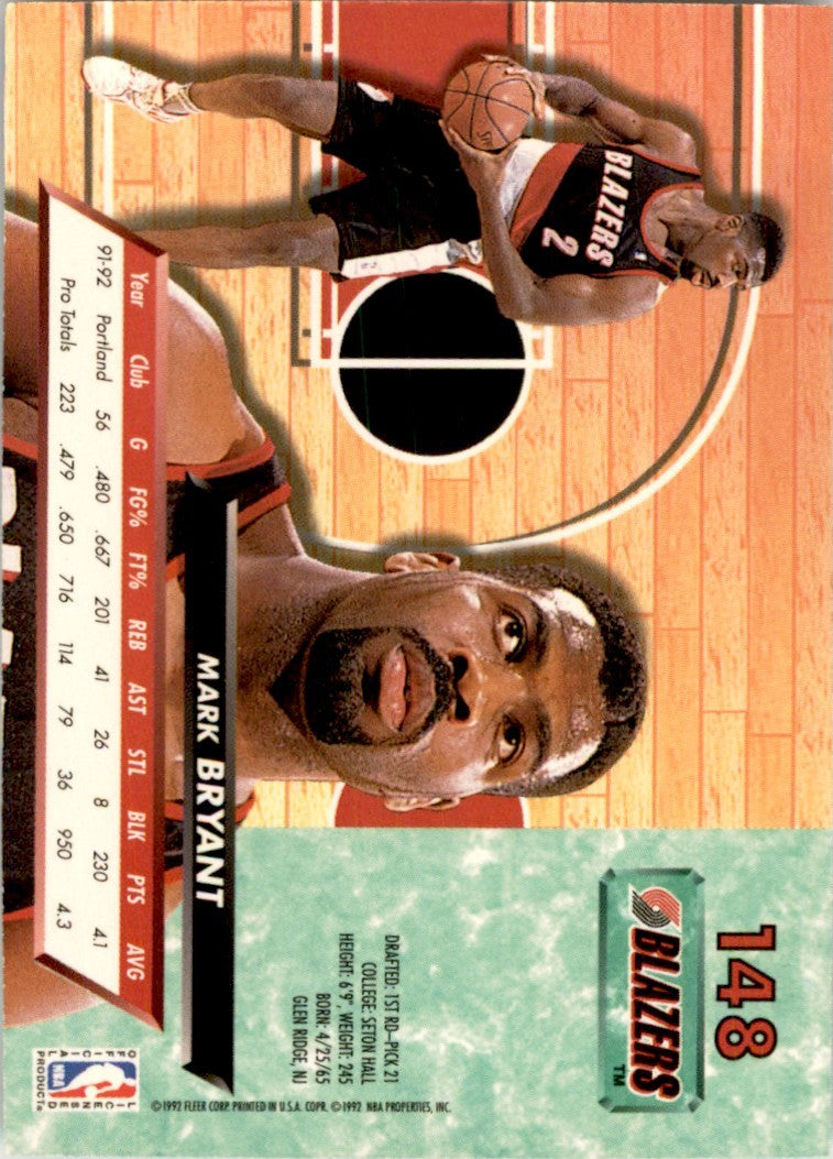 1992-93 Fleer Ultra Mark Bryant Portland Trail Blazers #148