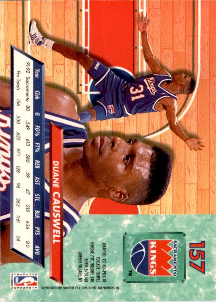 1992-93 Fleer Ultra Duane Causwell Sacramento Kings #157