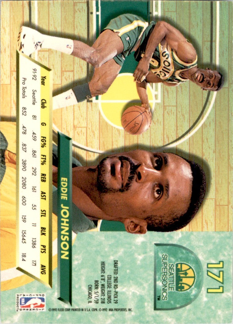 1992-93 Fleer Ultra Eddie Johnson Seattle SuperSonics #171