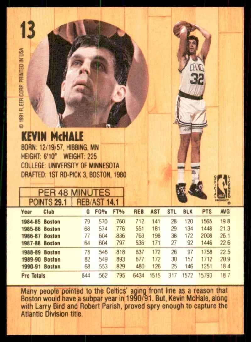 1991-92 Fleer Kevin McHale Basketball Cards #13