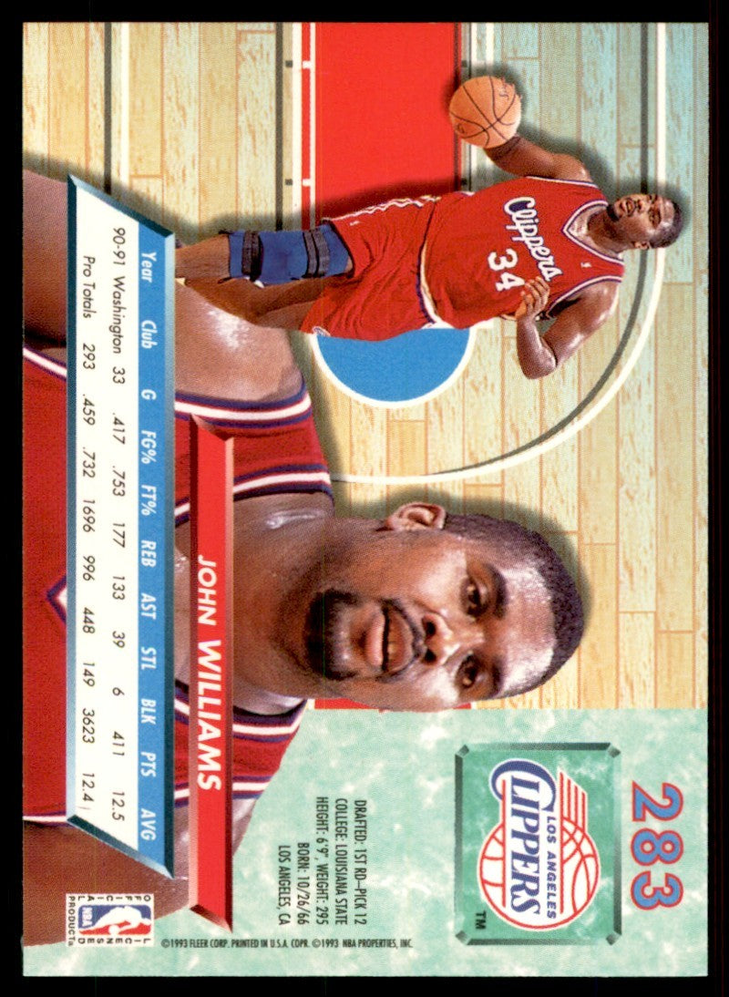 1992-93 Fleer Ultra John Williams Los Angeles Clippers #283