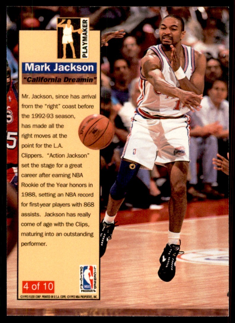 1992-93 Fleer Ultra Mark Jackson Los Angeles Clippers #4 OF 10