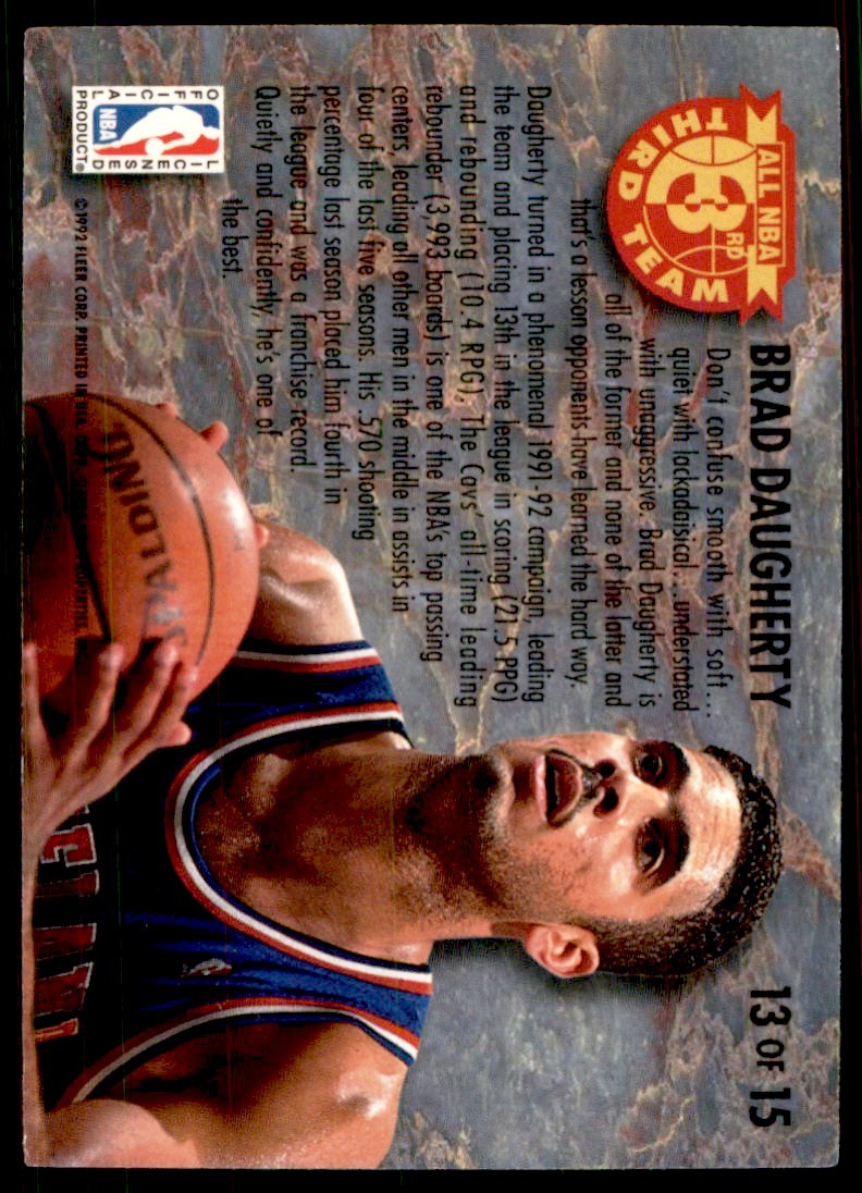 1992-93 Fleer Ultra Brad Daugherty Cleveland Cavaliers #13 OF 15