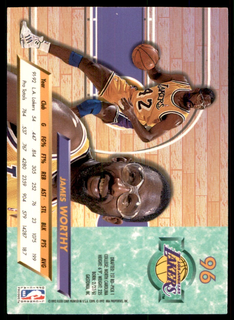 1992-93 Fleer Ultra* James Worthy Los Angeles Lakers #96