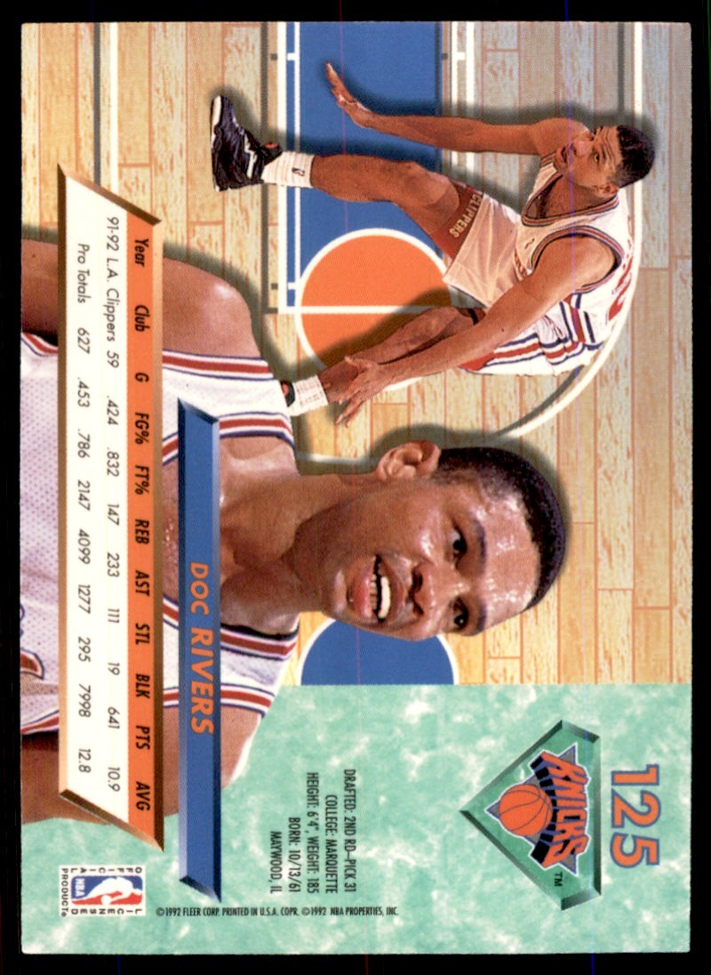 1992-93 Fleer Ultra* Doc Rivers New York Knicks #125