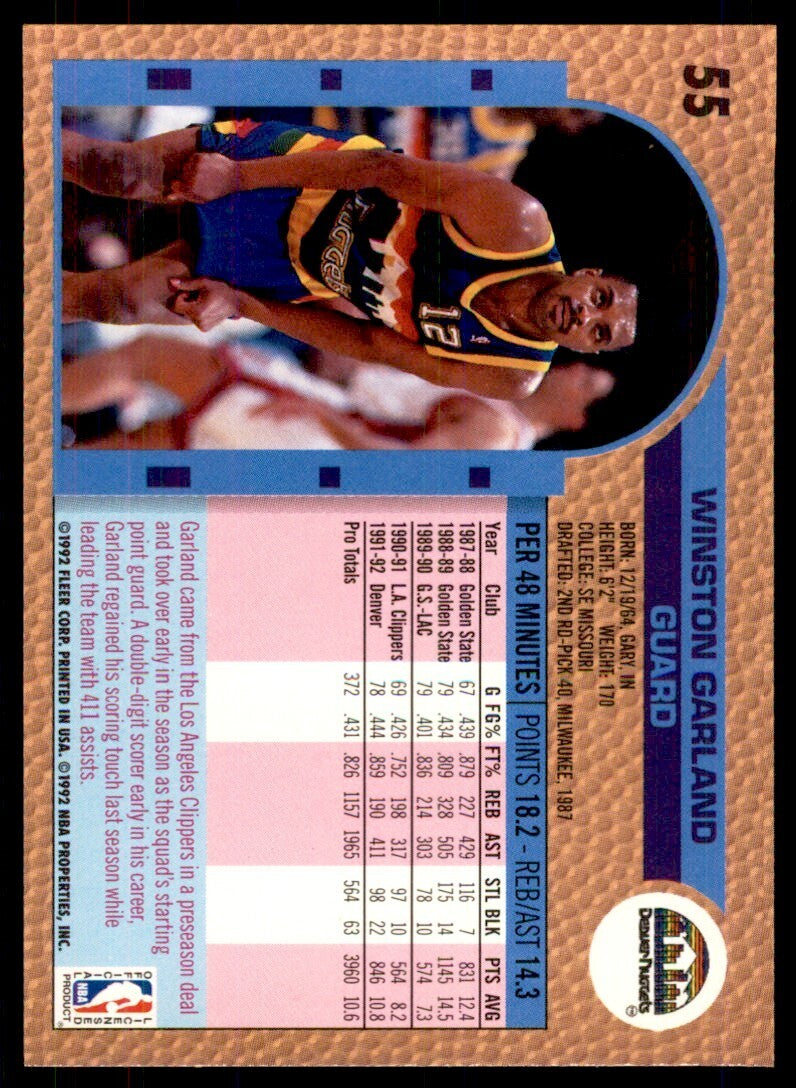 1992-93 Fleer Winston Garland Basketball Cards #55