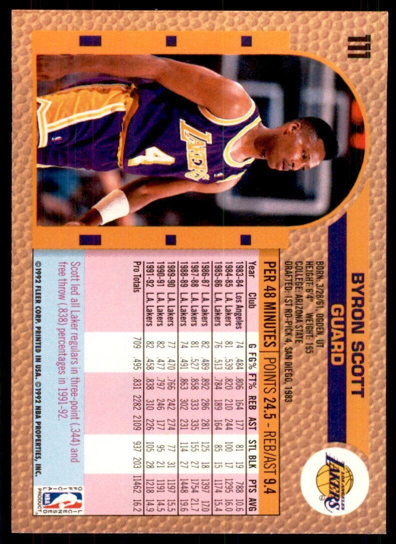 1992-93 Fleer Byron Scott Basketball Cards #111