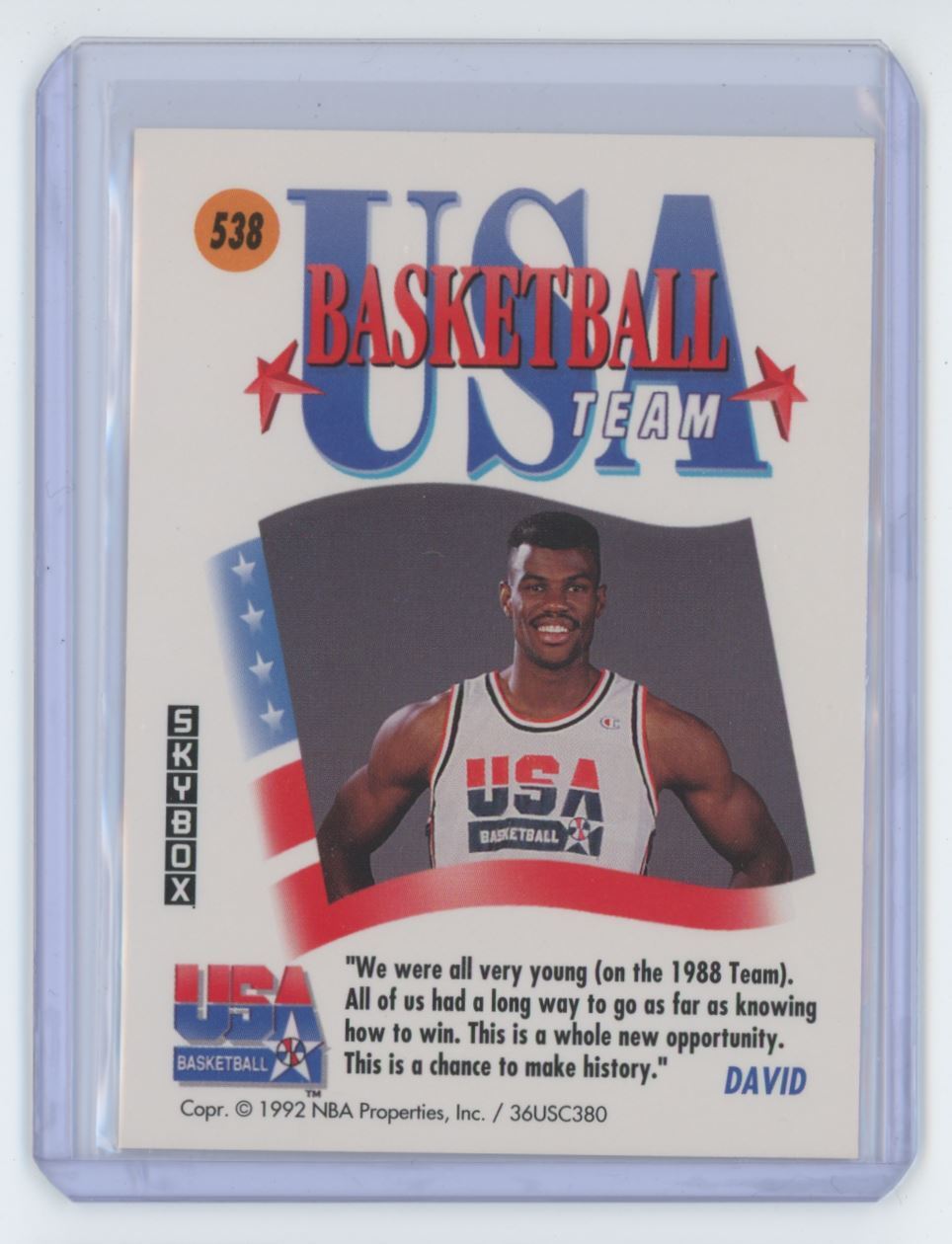 1992-93 SkyBox David Robinson Basketball Card #538