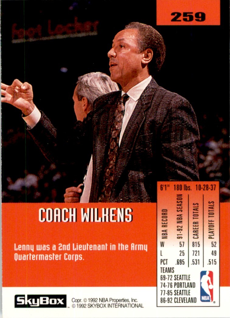 1992-93 SkyBox Lenny Wilkens Cleveland Cavaliers #259