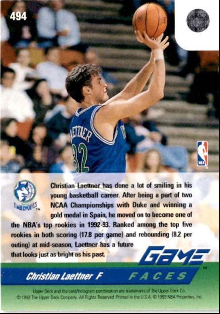 1992-93 Upper Deck Basketball Card Christian Laettner Minnesota Timberwolves