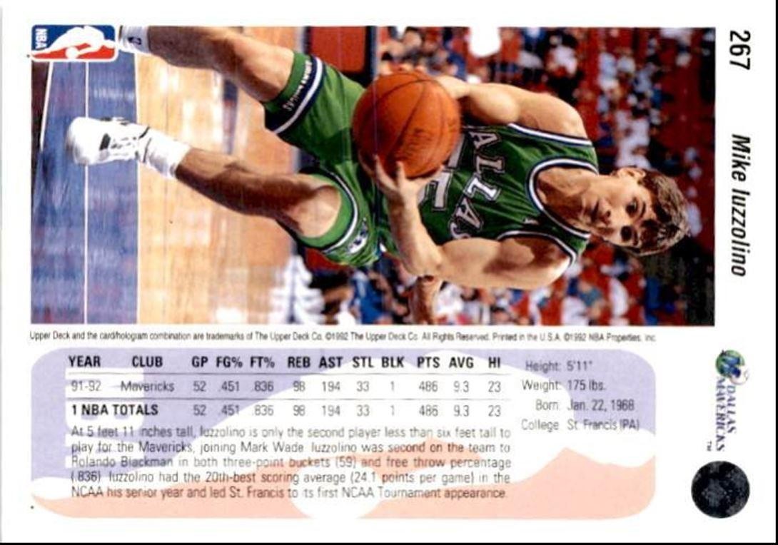 1992-93 Upper Deck Basketball Card Mike Iuzzolino Dallas Mavericks #267