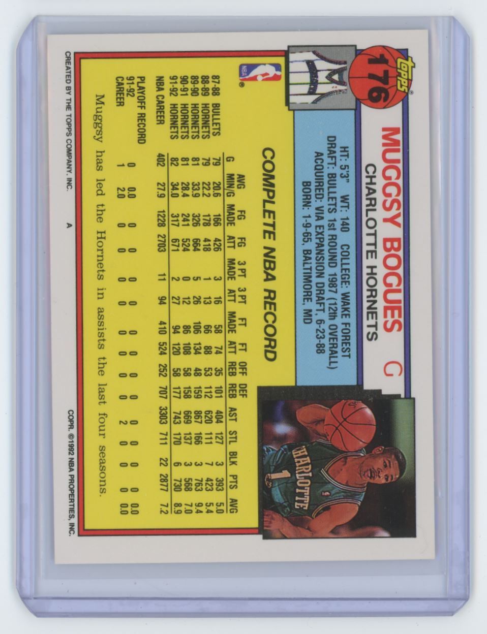 1992-93 Topps Muggsy Bogues Basketball Card #176