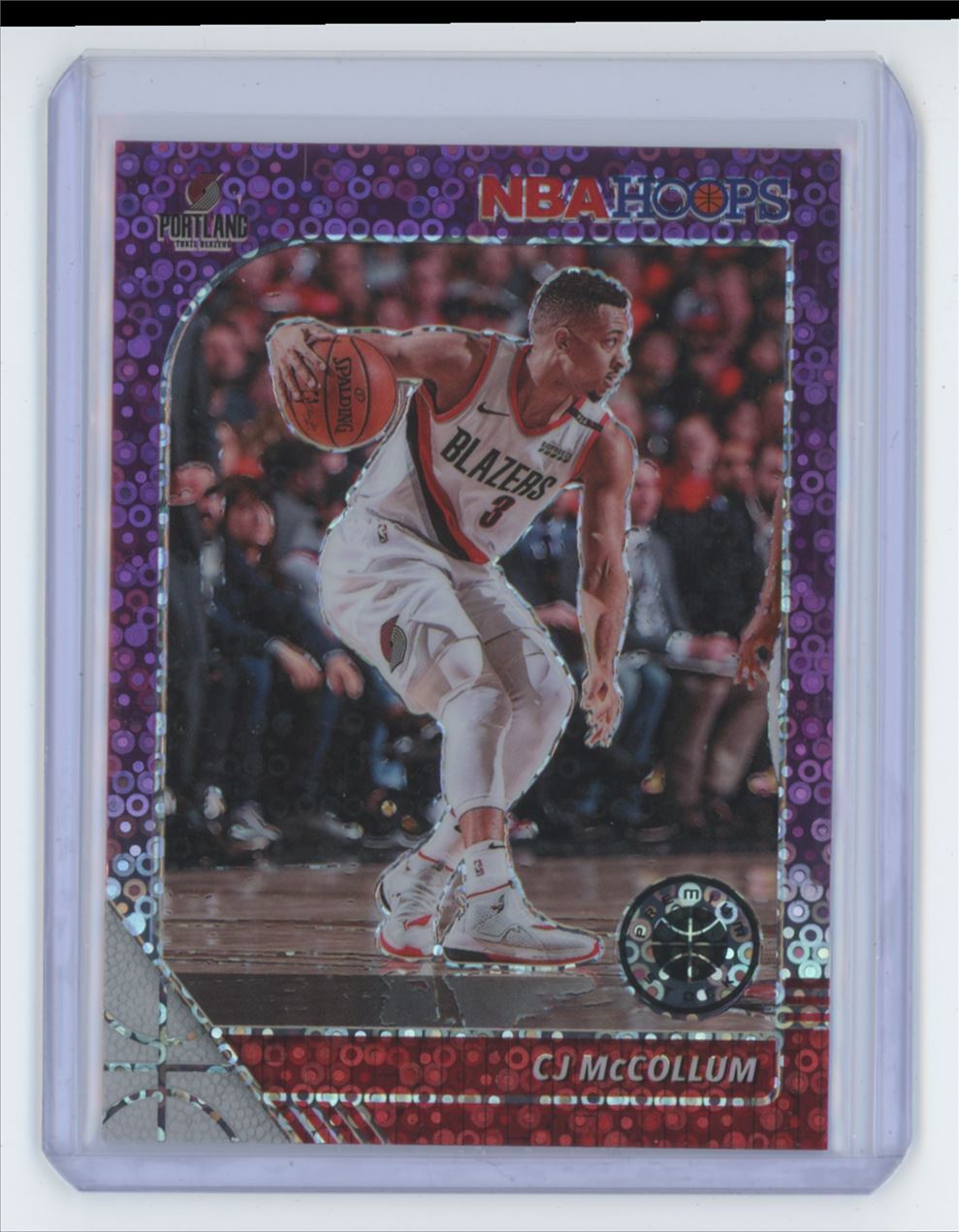 2019-20 Hoops Purple Prizm CJ McCollum Basketball Card #158