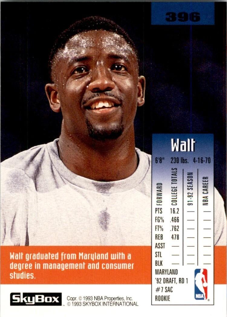 1992-93 SkyBox Walt Williams Sacramento Kings #396
