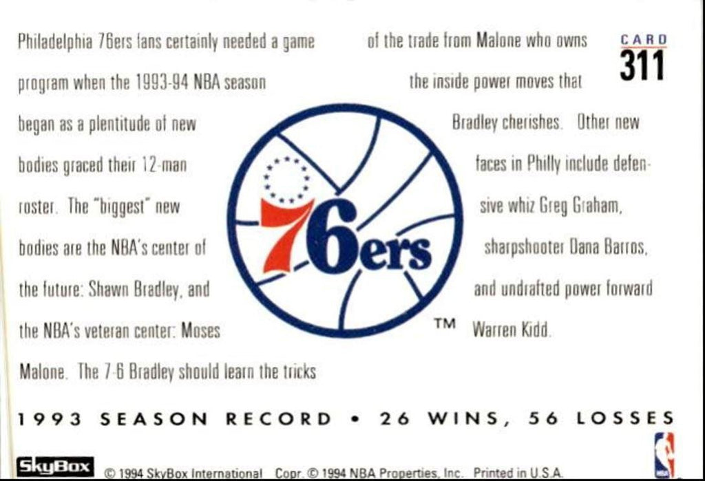 1993-94 SkyBox Moses Malone/Shawn Bradley Philadelphia 76ers #311
