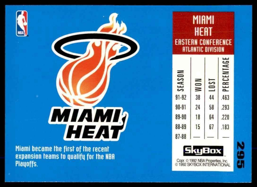 1992-93 SkyBox Miami Heat #295