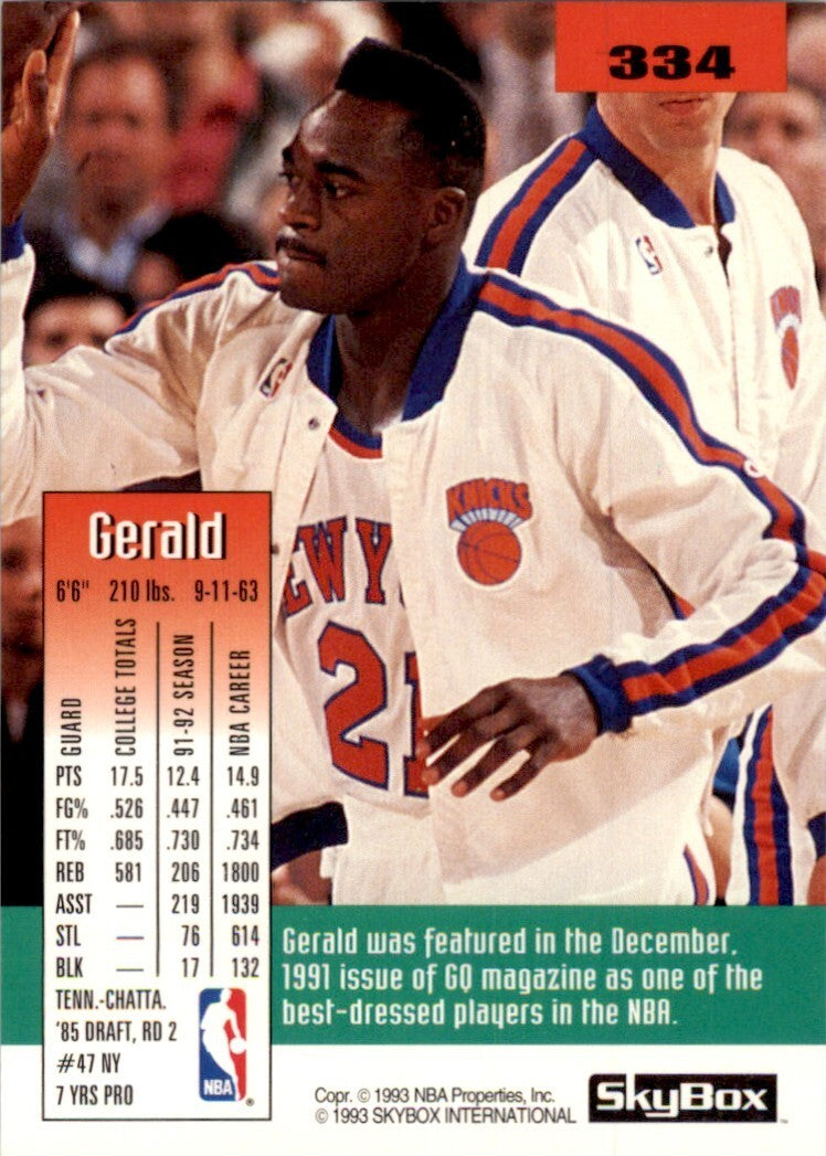 1992-93 SkyBox Gerald Wilkins Cleveland Cavaliers #334