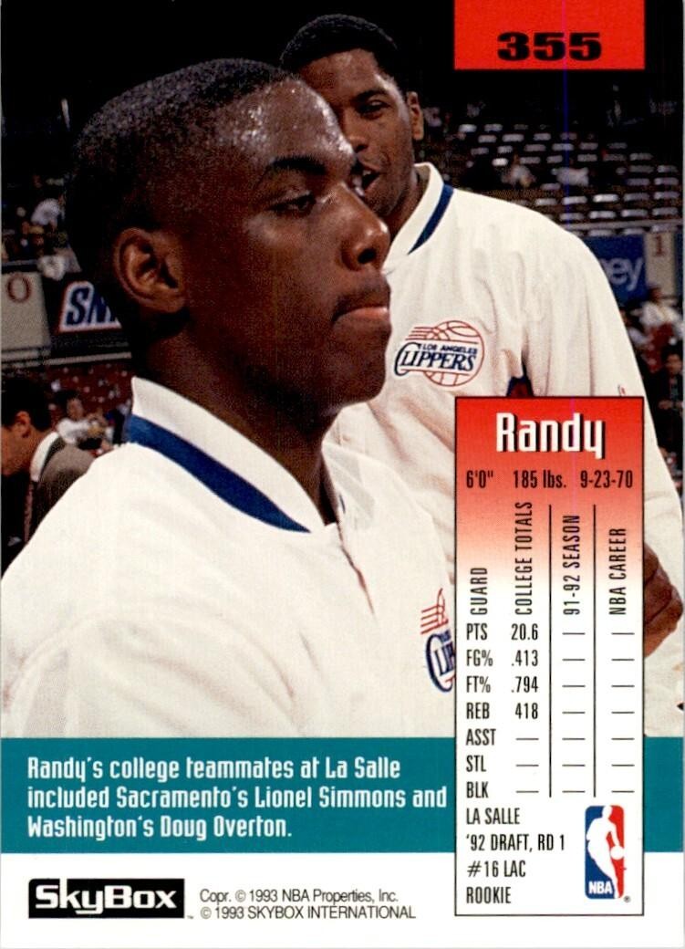 1992-93 SkyBox Randy Woods Los Angeles Clippers #355