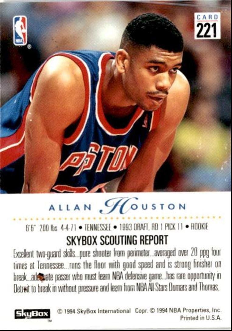 1993-94 SkyBox Allan Houston Rookie Detroit Pistons #221