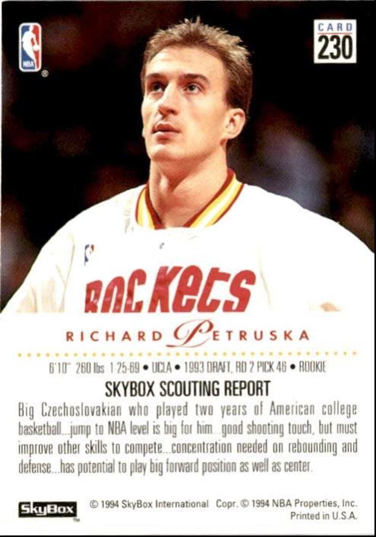 1993-94 SkyBox Richard Petruska Rookie Houston Rockets #230
