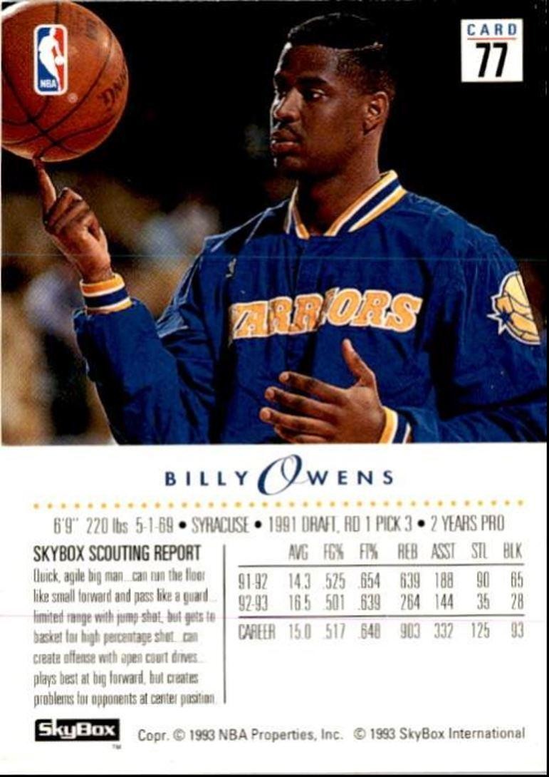 1993-94 SkyBox Billy Owens Golden State Warriors #77