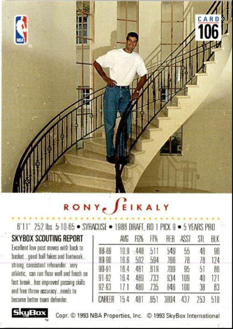 1993-94 SkyBox Rony Seikaly Miami Heat #106