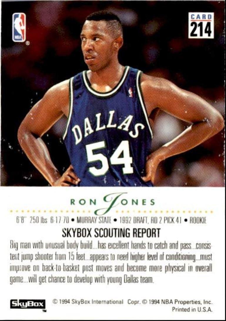 1993-94 SkyBox Popeye Jones Rookie Dallas Mavericks #214