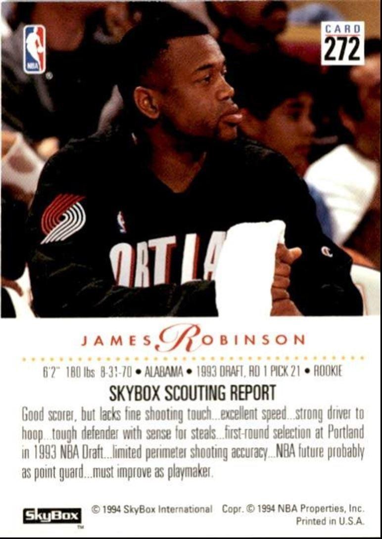 1993-94 SkyBox James Robinson Rookie Portland Trail Blazers #272