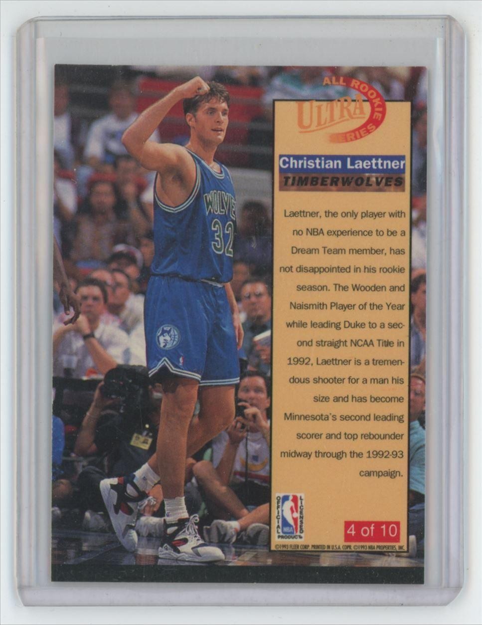 1992-93 Fleer Ultra Christian Laettner Basketball Card #4