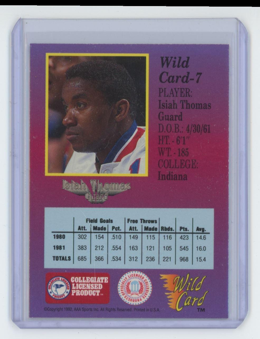 1992-93 Wild Card Isiah Thomas Basketball Card #7