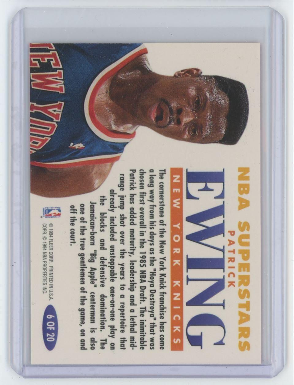 1993-94 Fleer Patrick Ewing Basketball Card New York Knicks #6