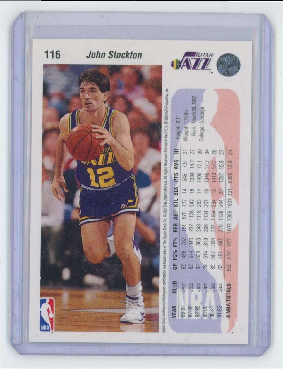 1992-93 Upper Deck John Stockton Basketball Card Utah Jazz #116