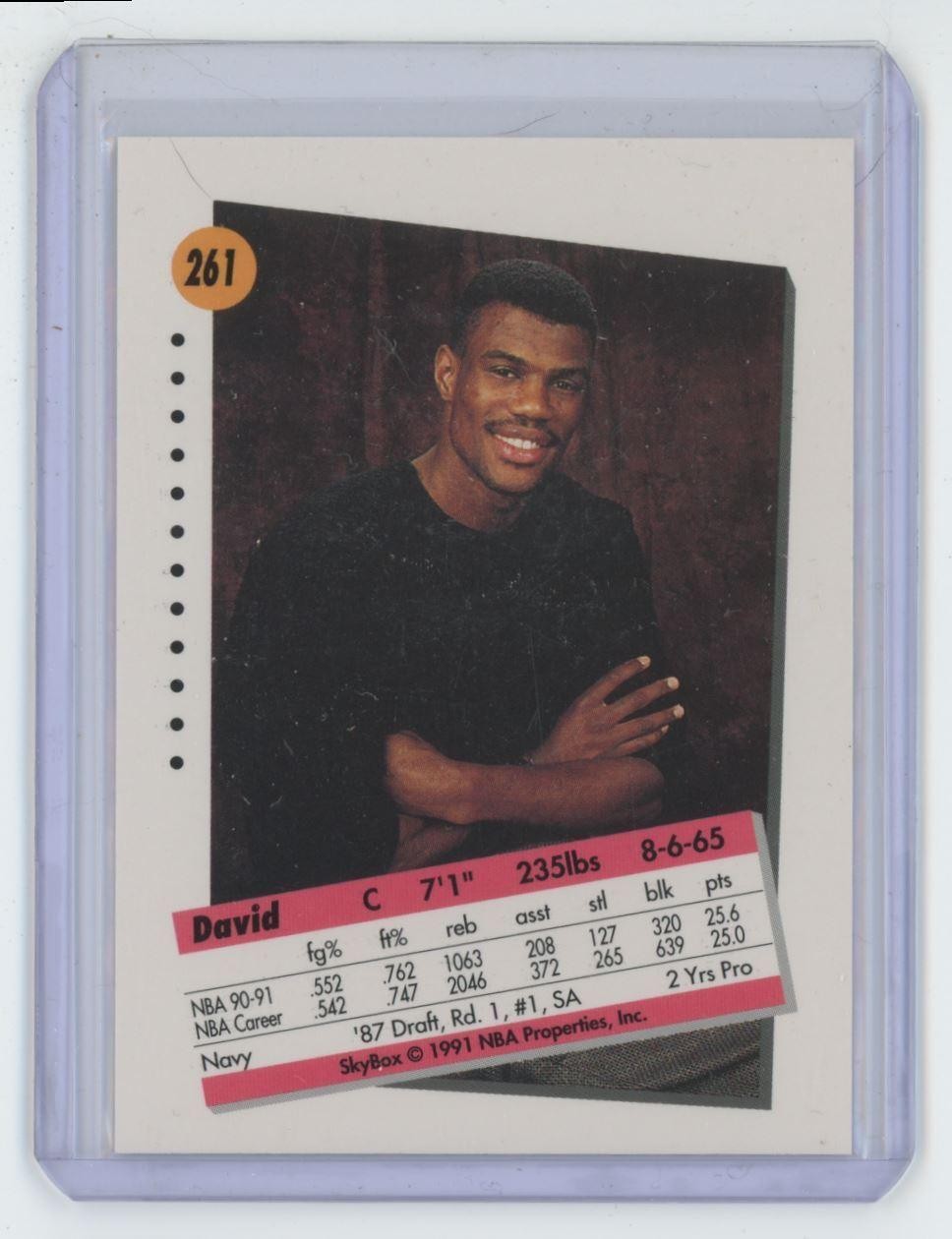 1991-92 SkyBox David Robinson Basketball Card San Antonio Spurs #261