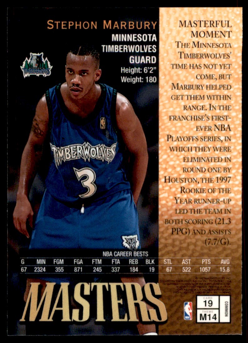 1997-98 FINEST WITH COATING STEPHON MARBURY MINNESOTA TIMBERWOLVES #19