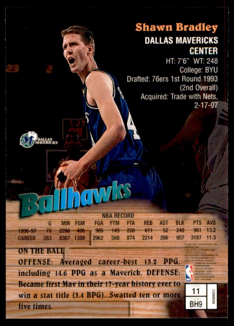 1997-98 FINEST WITH COATING SHAWN BRADLEY DALLAS MAVERICKS #11